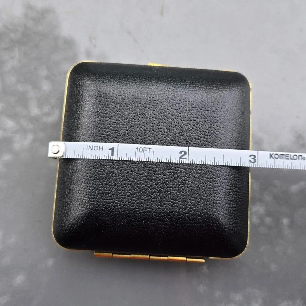 Vintage Bulova Travel Alarm Clock Black Leatherette Gold Tone Case Korea